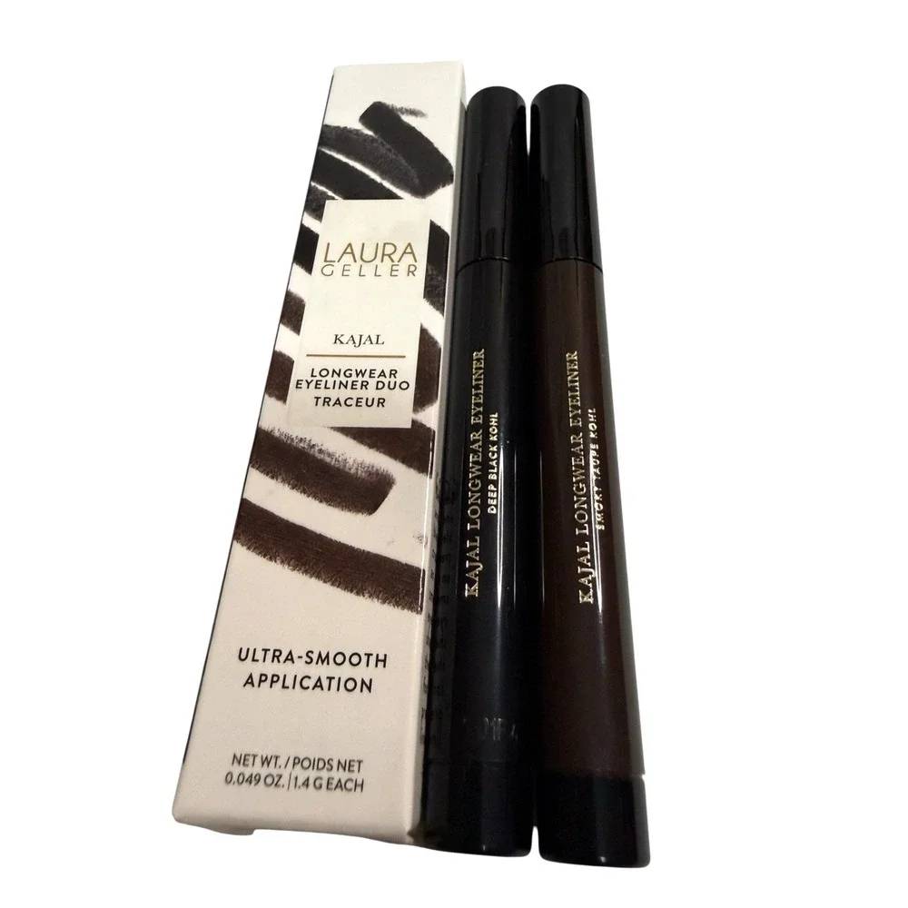 Laura Geller Kajal Longwear Eyeliner Duo Ultra Smooth Deep Black And Smoky Taupe